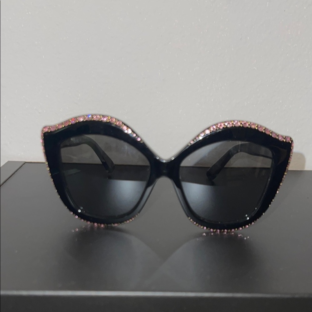 Gucci Black Sunglasses with Pink Glitter Accents
